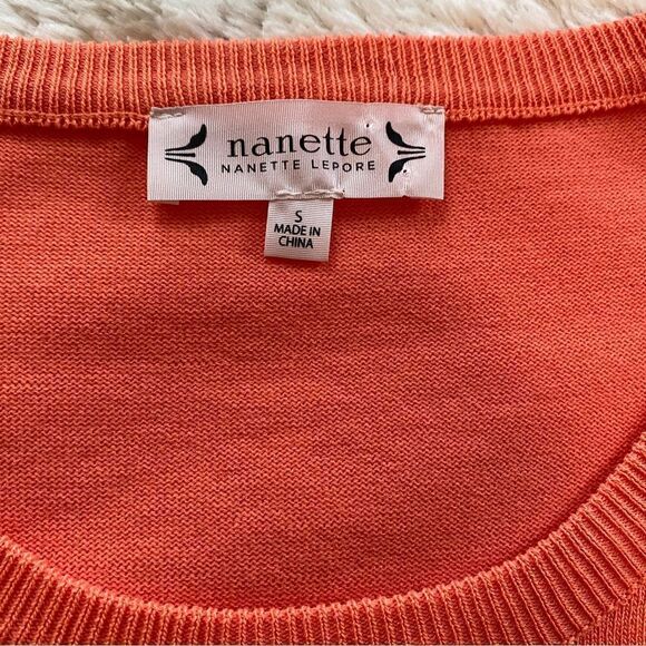 NEW NANETTE LEPORE CORAL LIGHTWEIGHT EYELET SHORT SLEEVE SWEATER S - Picture 9 of 15